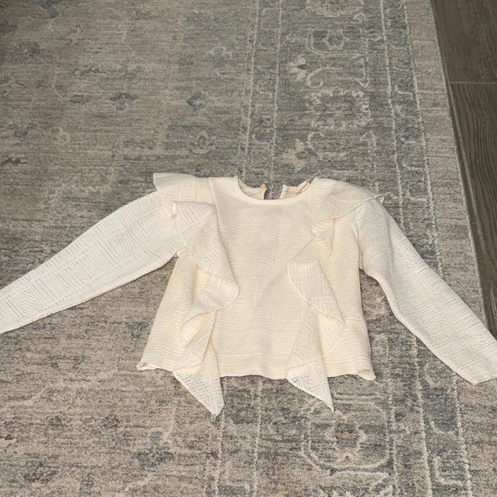 Zara Cream Kids Blouse with Ruffle Details